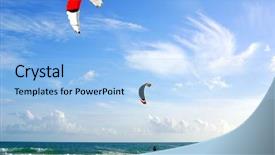  Presentation with kite - Presentation featuring kite boarding - two kitesurfers and a beautiful background and a light blue colored foreground