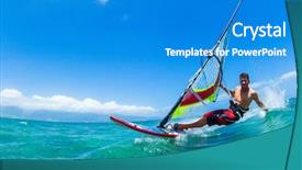  Presentation with extreme - Beautiful PPT theme featuring kite boarding - windsurfing fun in the ocean backdrop and a teal colored foreground