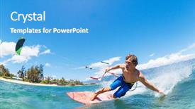  Presentation with kite - Presentation design featuring kite boarding - young man kiteboarding fun background and a teal colored foreground