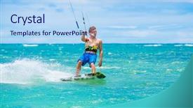  Presentation with boarding house - Beautiful presentation theme featuring kite boarding fun backdrop and a light blue colored foreground