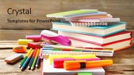  Presentation with old school punk rock leather - Beautiful slide set featuring kite crayons - bright school stationery on old backdrop and a coral colored foreground