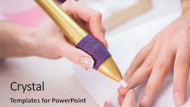  Presentation with elderly care helping hands - Cool new theme with kite crayons - hands during manicure care session backdrop and a soft green colored foreground