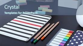  Presentation with math notebook for high school - PPT layouts having kite crayons - office and school set background and a ocean colored foreground