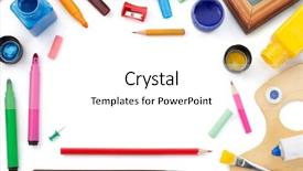  Presentation with paint - Theme consisting of kite crayons - paint supplies isolated on white background and a white colored foreground