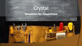  Presentation with tool belt tools - Cool new presentation theme with kite crayons - tools and instruments in belt backdrop and a gray colored foreground