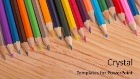  Presentation with old wooden table food - Amazing theme having kite crayons - wooden colorful pencils on wooden backdrop and a coral colored foreground