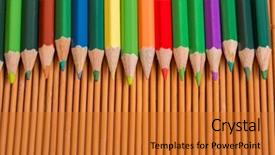  Presentation with pencils - Presentation enhanced with kite crayons - wooden colorful pencils on wooden background and a  colored foreground