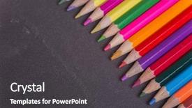  Presentation with dark vintage wood table texture - Theme with kite crayons - wooden colorful pencils background and a  colored foreground