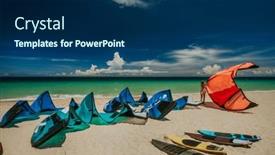  Presentation with sport blue - Presentation design enhanced with kite-station-against-blue-sea background and a navy blue colored foreground