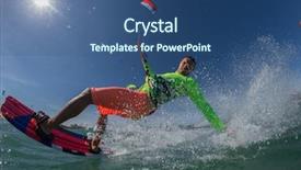  Presentation with sound waves wave oscillating - Audience pleasing slides consisting of kite surfer rides the waves backdrop and a ocean colored foreground