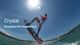  Presentation with sound waves wave oscillating - Beautiful PPT layouts featuring kite surfer rides the waves backdrop and a ocean colored foreground