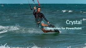  Presentation with sound waves wave oscillating - Beautiful PPT layouts featuring kite surfer rides the waves backdrop and a ocean colored foreground