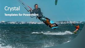  Presentation with rides - PPT layouts having kite surfer rides the waves background and a teal colored foreground