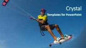  Presentation with rides - PPT theme with kite surfer rides the waves background and a ocean colored foreground