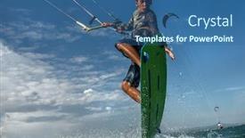  Presentation with rides - Presentation theme having kite surfer rides the waves background and a ocean colored foreground