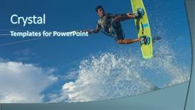  Presentation with sound waves wave oscillating - Theme with kite surfer rides the waves background and a ocean colored foreground