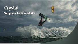  Presentation with sound waves wave oscillating - Colorful slide deck enhanced with kite surfer rides the waves backdrop and a gray colored foreground