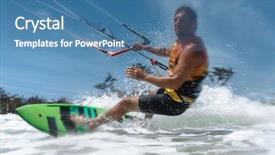  Presentation with rides - Presentation design featuring kite surfer rides the waves background and a teal colored foreground