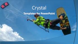  Presentation with kite - Beautiful theme featuring kite-surfer-rides-the-waves backdrop and a teal colored foreground