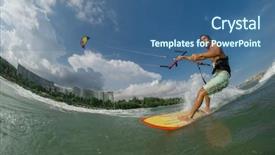  Presentation with rides - Slide deck featuring kite surfer rides the waves background and a ocean colored foreground