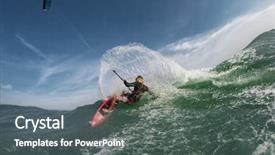 Presentation with sound waves wave oscillating - PPT theme consisting of kite surfer rides the waves background and a gray colored foreground