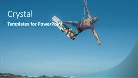  Presentation with kite - Presentation theme having kite-surfer-riding-a-kiteboard background and a ocean colored foreground