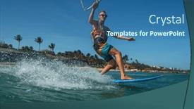  Presentation with kite - Slides featuring kite-surfer-riding-a-kiteboard background and a ocean colored foreground