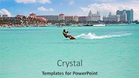  Presentation with kite - PPT theme enhanced with kite-surfing-at-palm-beach background and a mint green colored foreground