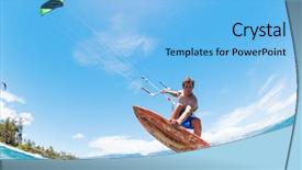  Presentation with surfing - Theme consisting of kite surfing fun background and a light blue colored foreground