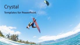  Presentation with kite - PPT theme having kite surfing fun background and a light blue colored foreground