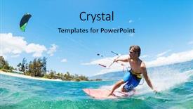  Presentation with kite - Amazing presentation theme having kite surfing fun backdrop and a light blue colored foreground