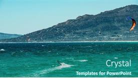  Presentation with surfing - Theme consisting of kite-surfing-sport-in-ocean background and a ocean colored foreground