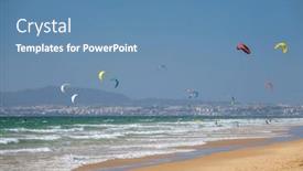 Presentation with kites - Presentation theme consisting of kiteboarding-kitesurfing-kiteboarder-kitesurfer-kites and a teal colored foreground