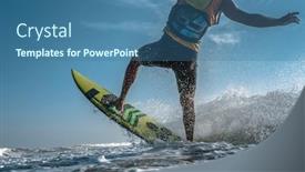  Presentation with kitesurf - Presentation theme having kitesurf-freestyle-on-the-waves background and a ocean colored foreground