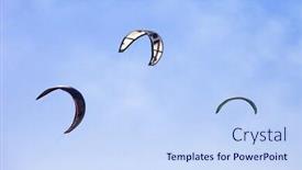  Presentation with kitesurf - Colorful PPT theme enhanced with kitesurf wings against blue sky backdrop and a sky blue colored foreground