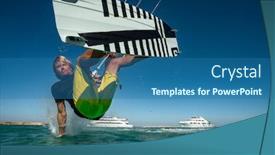  Presentation with vietnam - Beautiful slide set featuring kitesurfing-on-the-waves backdrop and a ocean colored foreground