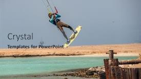  Presentation with waves red - Cool new slides with kitesurfing-on-the-waves backdrop and a light blue colored foreground