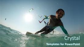  Presentation with waves red - Colorful PPT theme enhanced with kitesurfing-on-the-waves backdrop and a ocean colored foreground