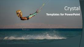  Presentation with waves red - PPT theme featuring kitesurfing-on-the-waves background and a gray colored foreground