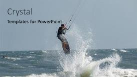  Presentation with waves - PPT theme consisting of kitesurfing-on-the-waves background and a light blue colored foreground
