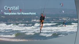  Presentation with waves - Cool new PPT layouts with kitesurfing-on-the-waves backdrop and a seafoam green colored foreground