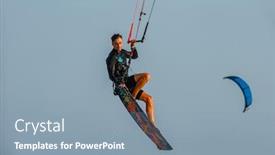  Presentation with waves - Amazing PPT theme having kitesurfing-on-the-waves backdrop and a light blue colored foreground