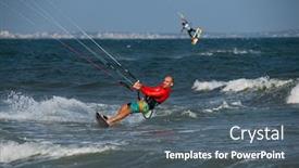  Presentation with waves - Colorful PPT theme enhanced with kitesurfing-on-the-waves backdrop and a gray colored foreground