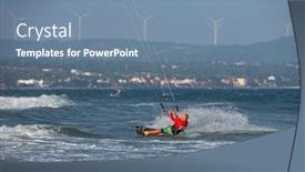  Presentation with waves - Presentation theme having kitesurfing-on-the-waves background and a seafoam green colored foreground