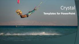  Presentation with waves red - Audience pleasing PPT theme consisting of kitesurfing-on-the-waves backdrop and a gray colored foreground