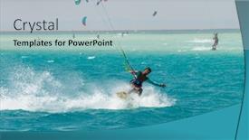  Presentation with waves red - Slides featuring kitesurfing-on-the-waves background and a light gray colored foreground