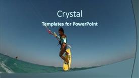  Presentation with waves red - Colorful presentation design enhanced with kitesurfing-on-the-waves backdrop and a ocean colored foreground