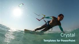  Presentation with waves red - Audience pleasing slide set consisting of kitesurfing-on-the-waves backdrop and a ocean colored foreground