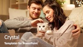  Presentation with pets - PPT theme consisting of kitty christmas - pets hygge and people concept background and a coral colored foreground