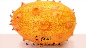  Presentation with melon - Presentation design with kiwano-or-african-horned-melon background and a gold colored foreground